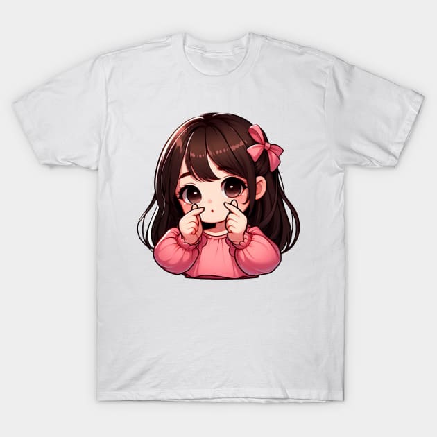 Girl Korean Finger Hearts Kpop T-Shirt by Plushism